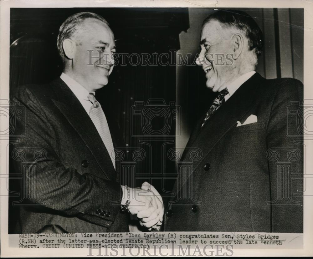 1952 Press Photo Vice President Alben Barkley &amp; Senator Styles Bridges of NH - Historic Images