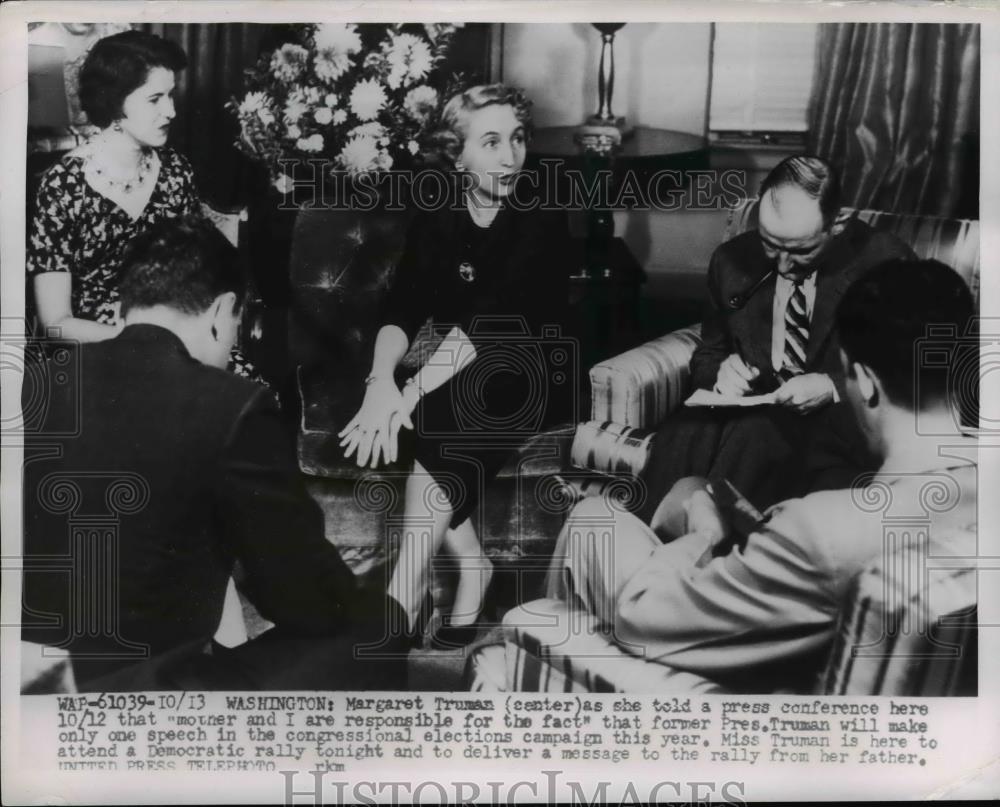 1954 Press Photo Margaret Truman in DC for Democratic rally for dad - nee84668 - Historic Images
