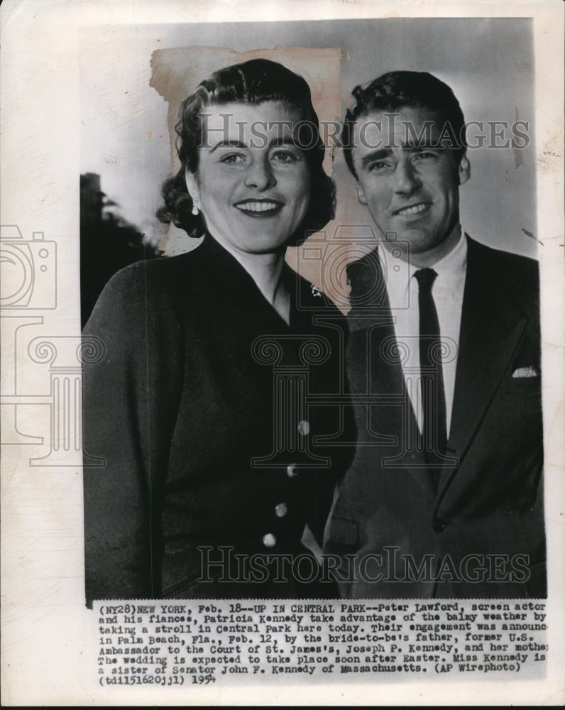 1954 Wire Photo Peter Lawford, screen actor with his fiancee, Patricia Kennedy - Historic Images