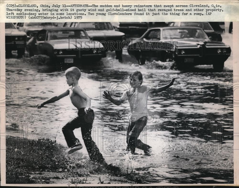 1975 Wire Photo Two Young Clevelanders found just the thing for a Romp - Historic Images