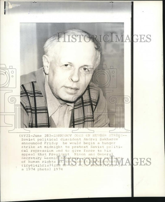 1974 Wire Photo Andrei Sakharov, Soviet political dissident - cvw06398 - Historic Images