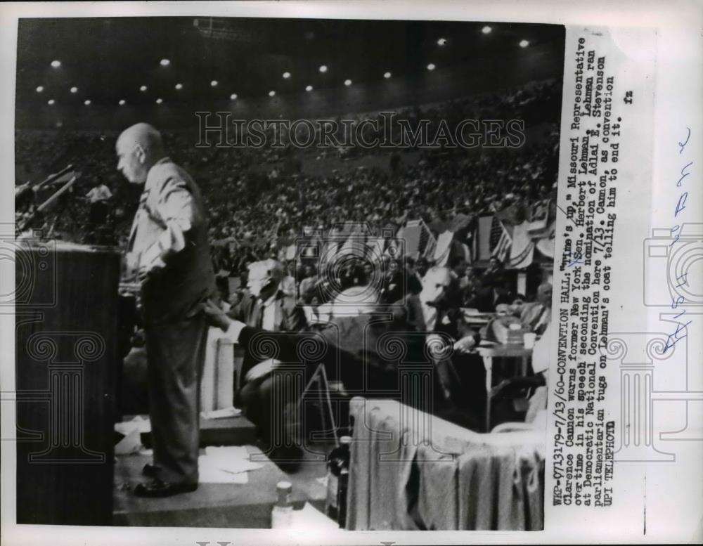 1960 Press Photo Rep.Clarence Cannon of Missouri at Democratic Natl Convention - Historic Images