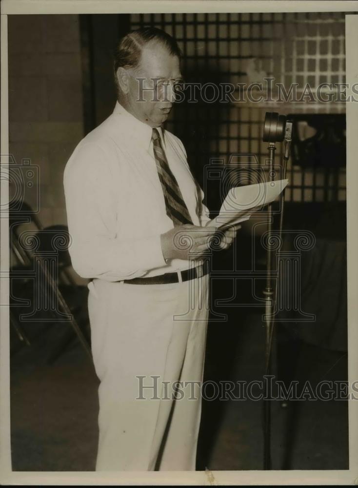 1936 Press Photo Col. Frank Knox Speaking Over Topeka, Kansas - nee83623 - Historic Images