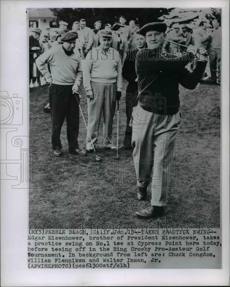1956 Wire Photo Edgar Eisenhower practice swing in Cypress point  - cvw12553 - Historic Images