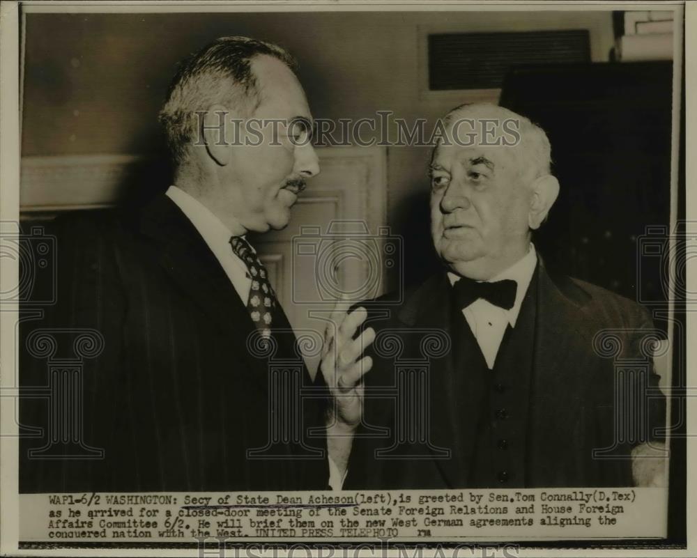 1952 Press Photo Secretary of State Dean Acheson &amp; Senator Tom Connally of TX - Historic Images