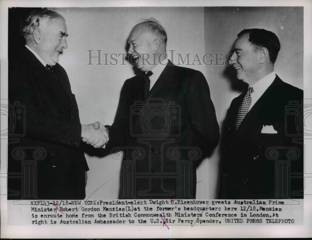 1952 Press Photo President Eisenhower, Australian Prime Minister RG Menzies - Historic Images