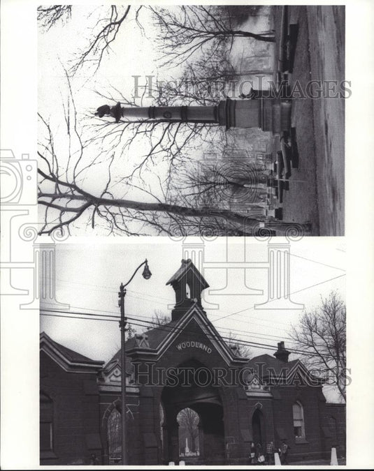 2003 Press Photo Woodland Cemetery Front Gate and Monument - cva87159 - Historic Images