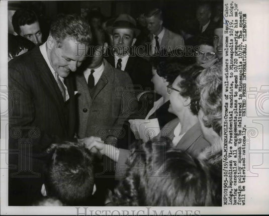 1960 Press Photo Henry Cabot Lodge Vice Presidential candidate in Minneapolis - Historic Images