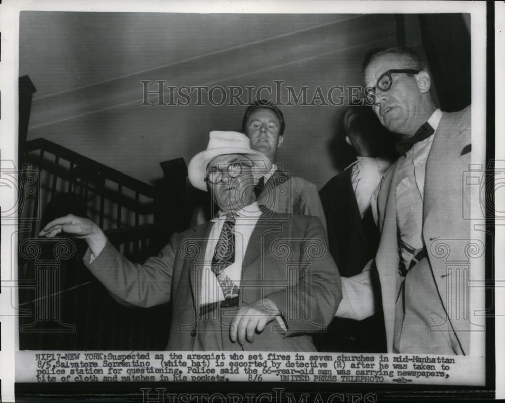 1956 Press Photo Salvatore Sorrentino arsonist who set fires in seven churches - Historic Images