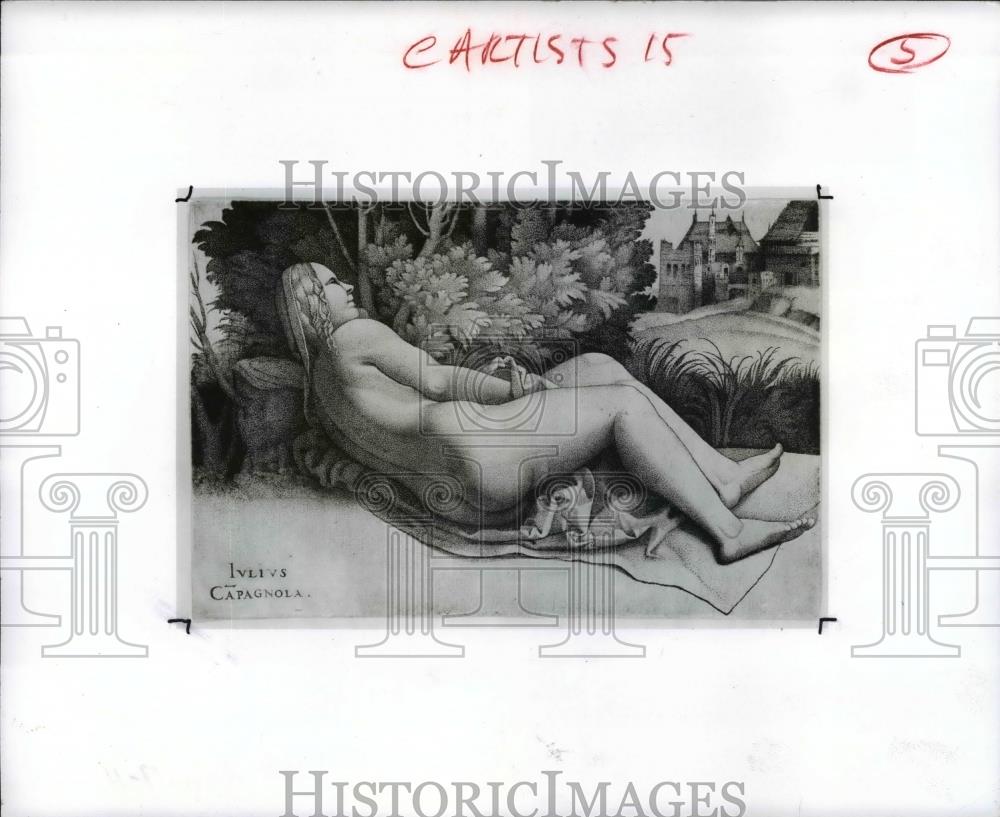 1988 Press Photo Venus Reclining in a Landscape Engraving - cva79657 - Historic Images