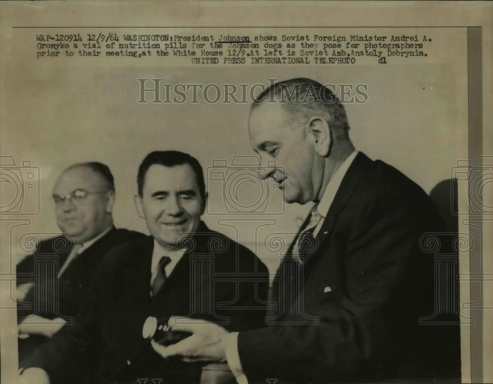 1964 Press Photo President Johnson and Soviet Foreign Minsiter Andrei A Gromyko - Historic Images