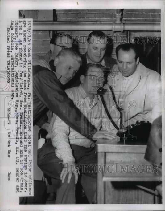 1956 Press Photo Westinghouse Local 601 Union officials Joe Laird, Joe Urban - Historic Images