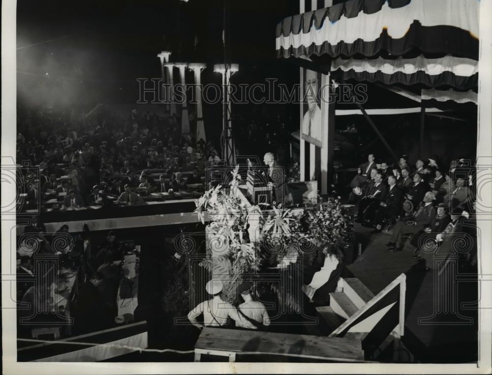 1936 Press Photo Gov. Alf Landon Speaking At The State Fair Grounds - nee85023 - Historic Images