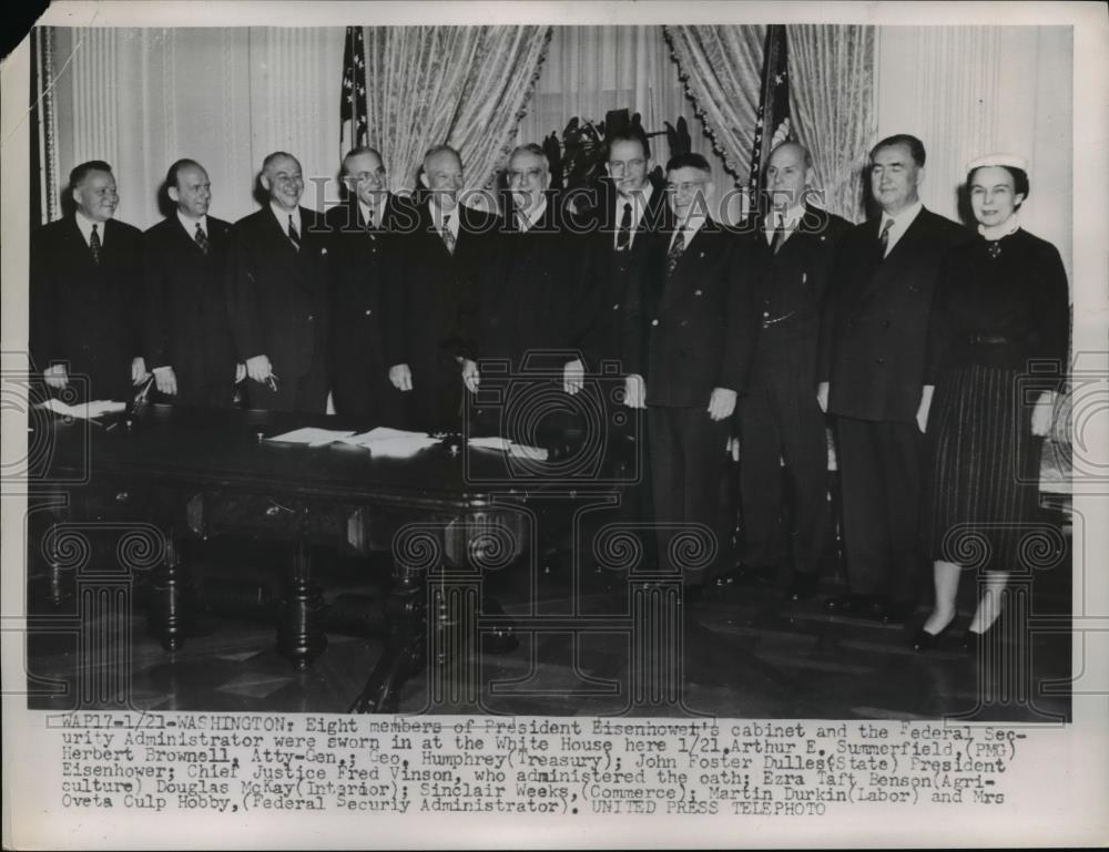 1953 Press Photo President Eisenhower &amp; cabinet AE Summerfield, H Brownell - Historic Images