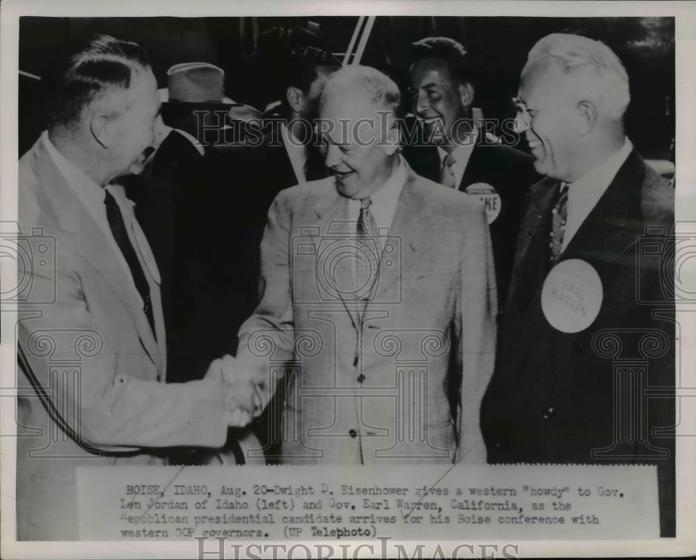 1962 Press Photo Dwight D.Eisenhower with Gov.Len Jordan and Gov.Earl Warren - Historic Images