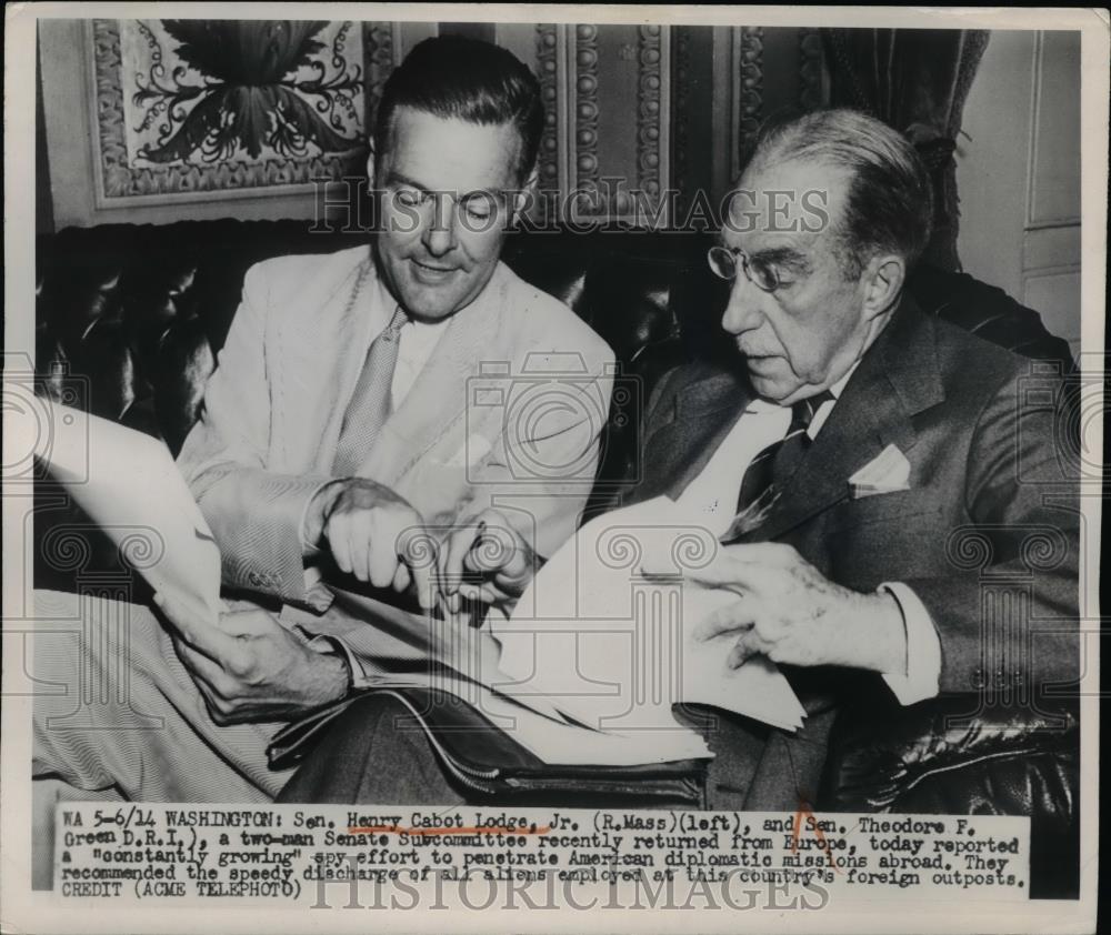 1950 Press Photo Senator Henry Cabot Lodge & Senator Theodore Green - nee86326 - Historic Images