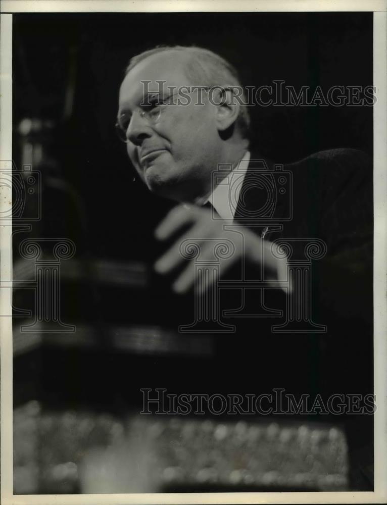 1956 Press Photo Kansas Governor Alfred Landon at NYC campaign speech - Historic Images