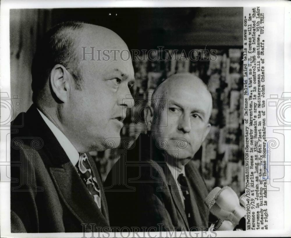 1970 Press Photo Melvin Laird, Sec.of Defense and Adm.Thomas Moorer. - nee85058 - Historic Images