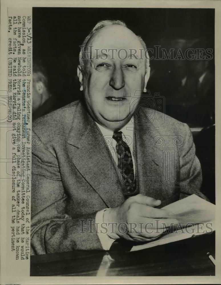 1952 Press Photo Francis Goertner ex assistant General Counsel of Maritime Com - Historic Images