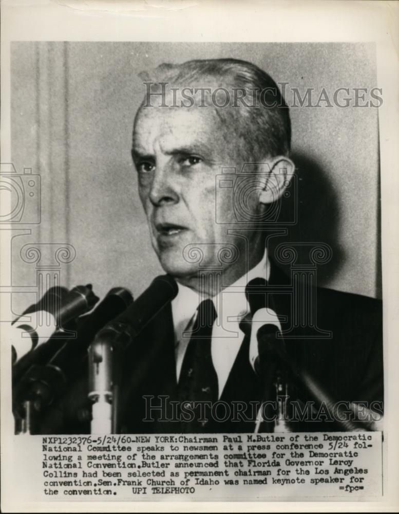 1960 Press Photo Paul M Butler Chairman of the Democratic National Committee - Historic Images