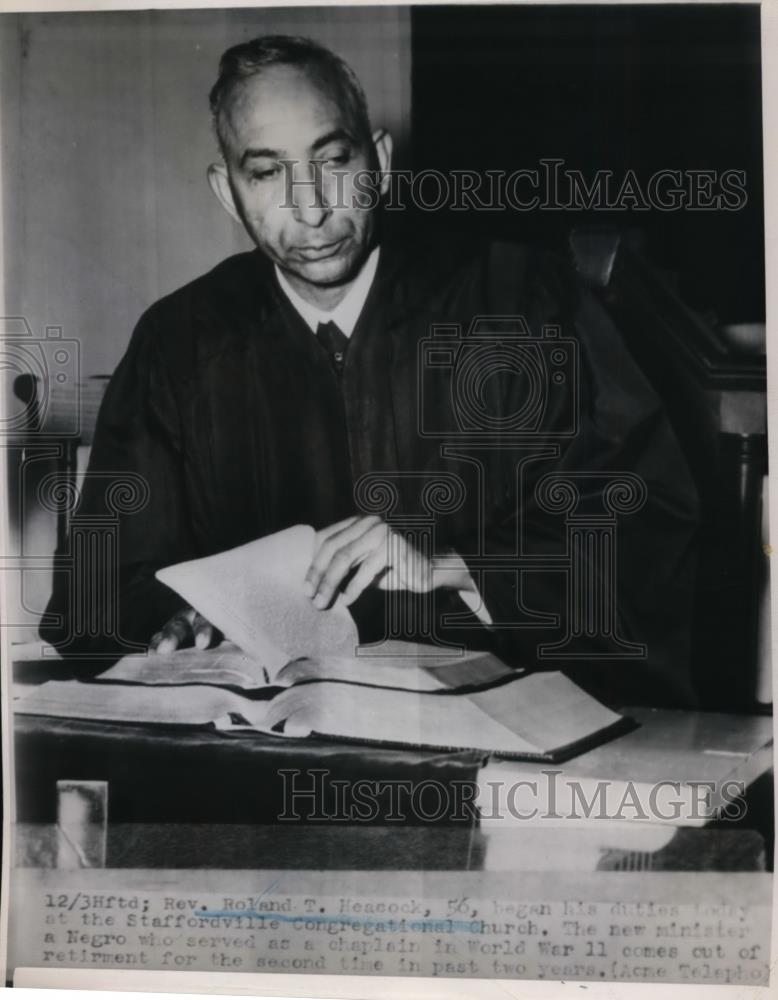 1950 Press Photo Negro Reverend Roland Heacock of Staffordville Church - Historic Images