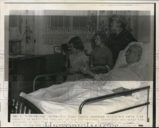 1956 Press Photo VP Richard Nixon's dad Frank & family at La Habra CA home - Historic Images