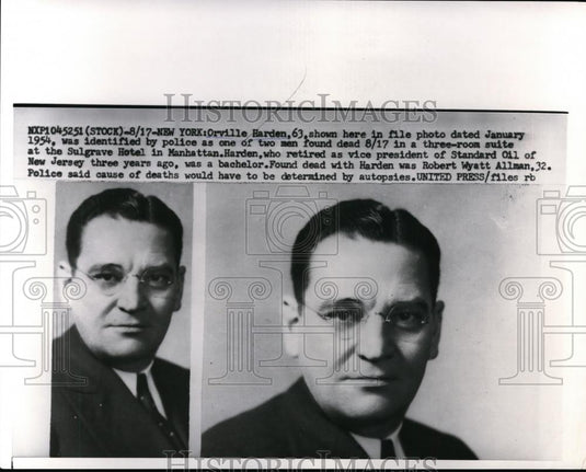 1957 Press Photo Orville Harden found dead in a hotel room of Sulgrave Hotel - Historic Images