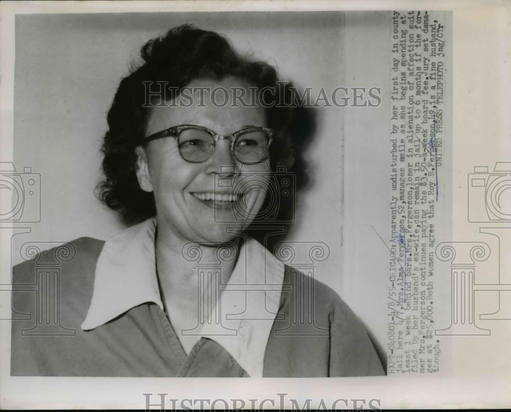 1955 Press Photo Mrs.Alma Fergerson lost in alienation of Affection suit. - Historic Images