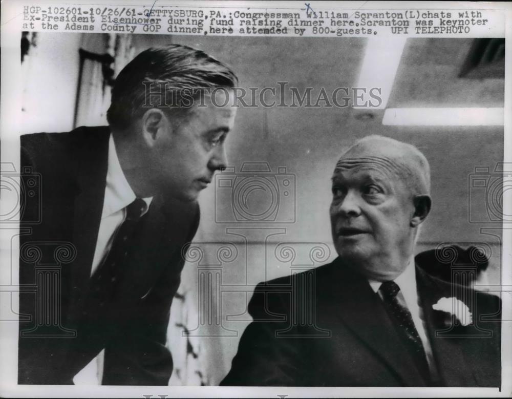 1961 Press Photo Former President Eisenhower &amp; Senator William Scranton in PA - Historic Images