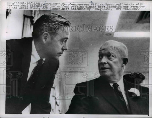 1961 Press Photo Former President Eisenhower & Senator William Scranton in PA - Historic Images