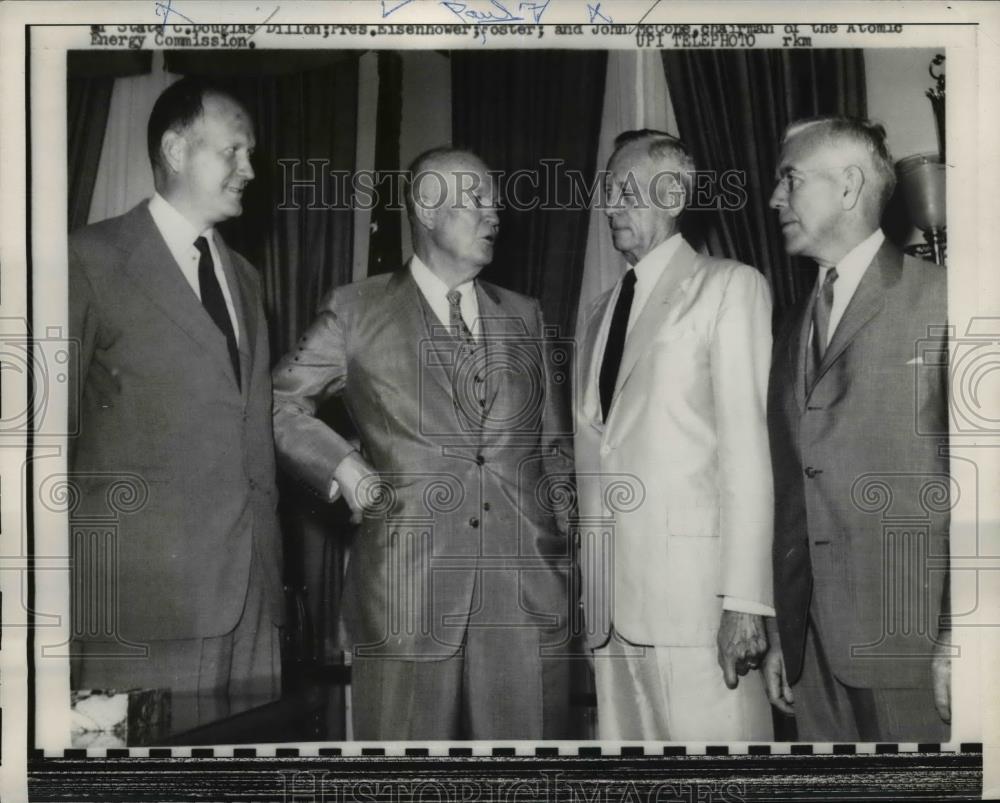 1959 Press Photo President Eisenhower, Douglas Dillon, John McCone of AEC - Historic Images