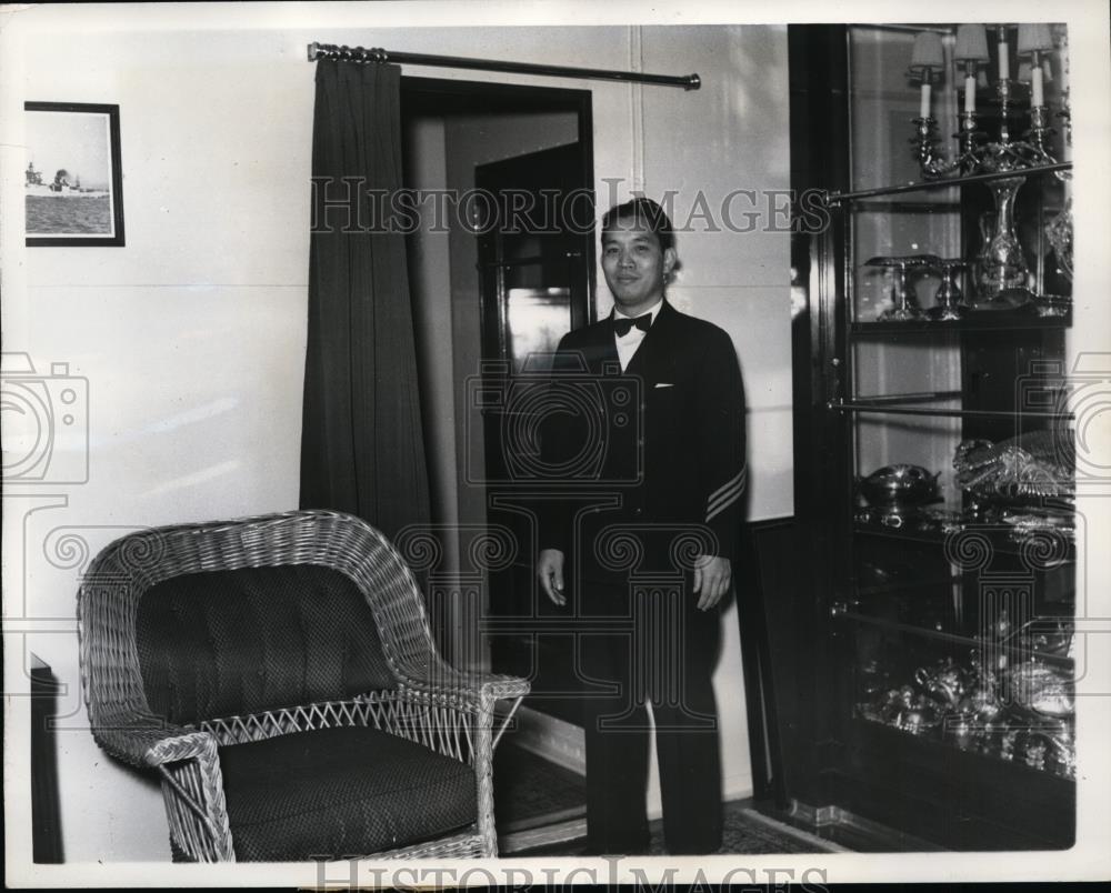 1936 Press Photo Silver service of USS Indianapolis use by President Roosevelt - Historic Images