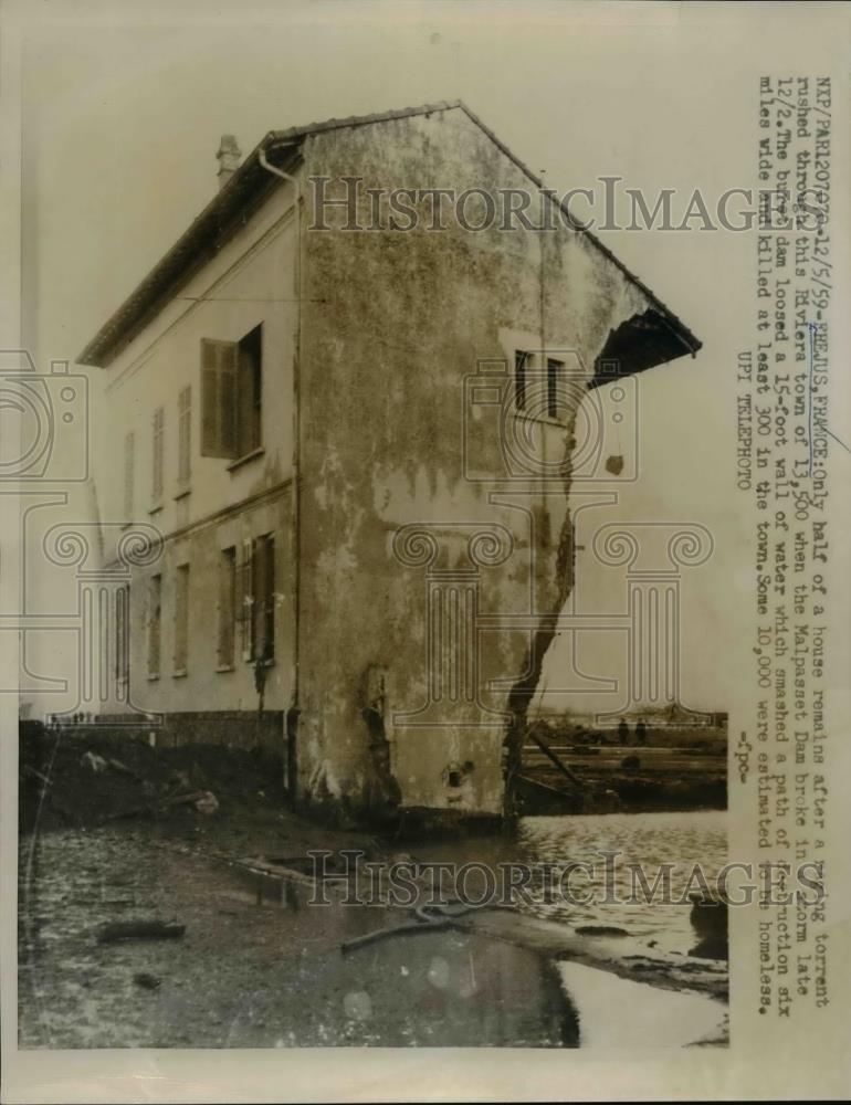 1959 Press Photo Erehus France house destroyed by flood of Malpasset Dam break - Historic Images