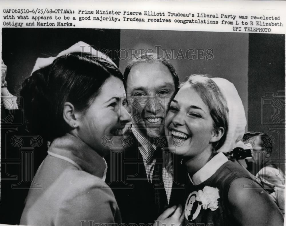 1968 Press Photo Canadian Prime Minister Pierre Trudeau re-elected - nee87142 - Historic Images