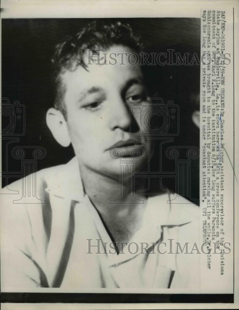 1959 Press Photo Dr Charles Beicher Louisiana State Asylum assistant supervisor - Historic Images