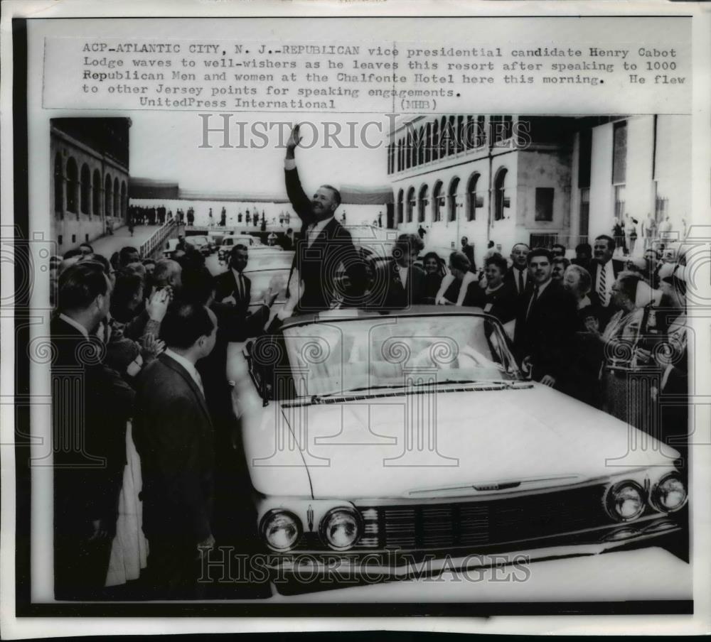 1960 Press Photo Vice President candidate Henry Cabot Lodge at Atlantic City NJ - Historic Images