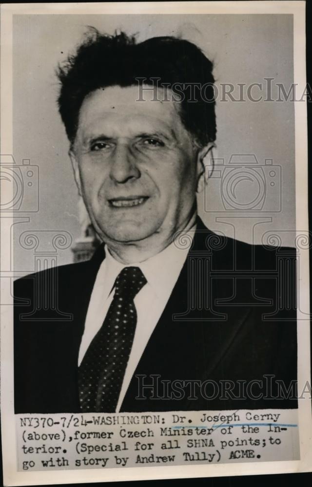 1951 Press Photo Dr Joseph Cerny former Czech Minister of the Interior - Historic Images