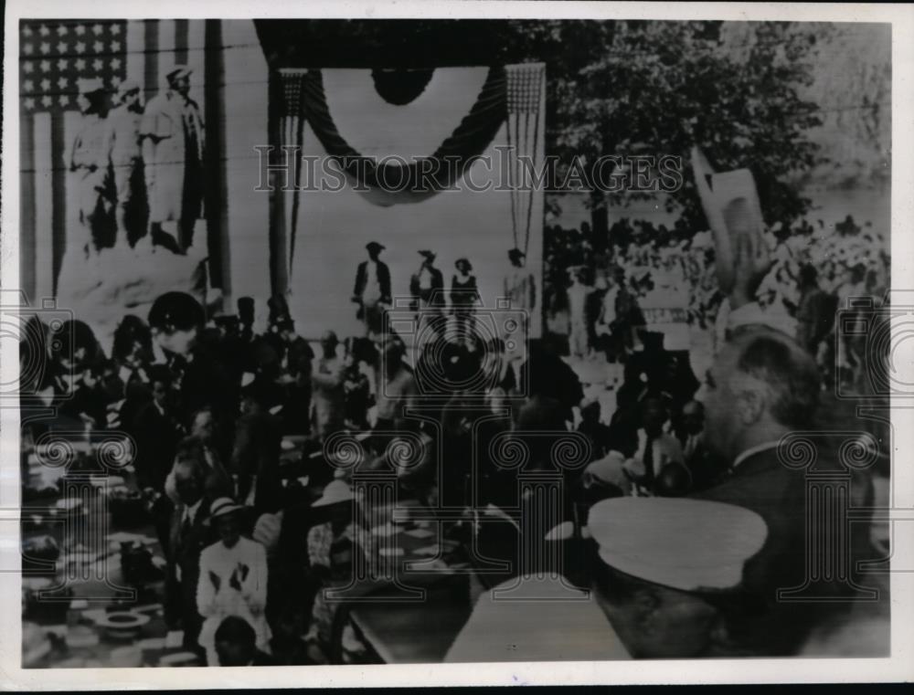 1938 Press Photo President FD Roosevelt dedicates Westward monument at Marietta - Historic Images