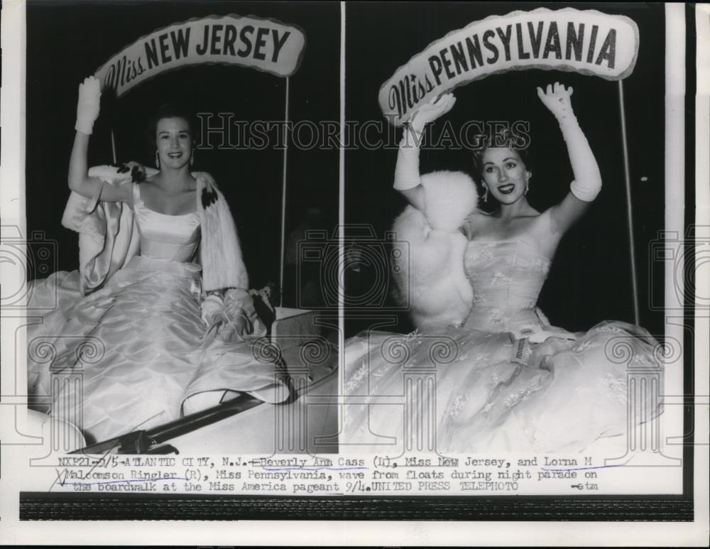 1956 Press Photo Beverly Ann Cass and Lorna M Malcomson Ringler of Ms. America - Historic Images