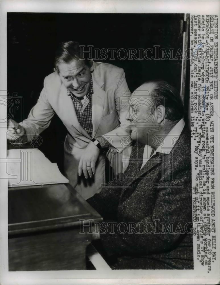 1959 Press Photo Billy May, Bandleader with Comedian Actor Milton Berle - Historic Images