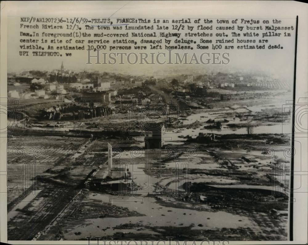 1959 Press Photo Town of Frejus on the French Riviers destroyed by Flodds. - Historic Images