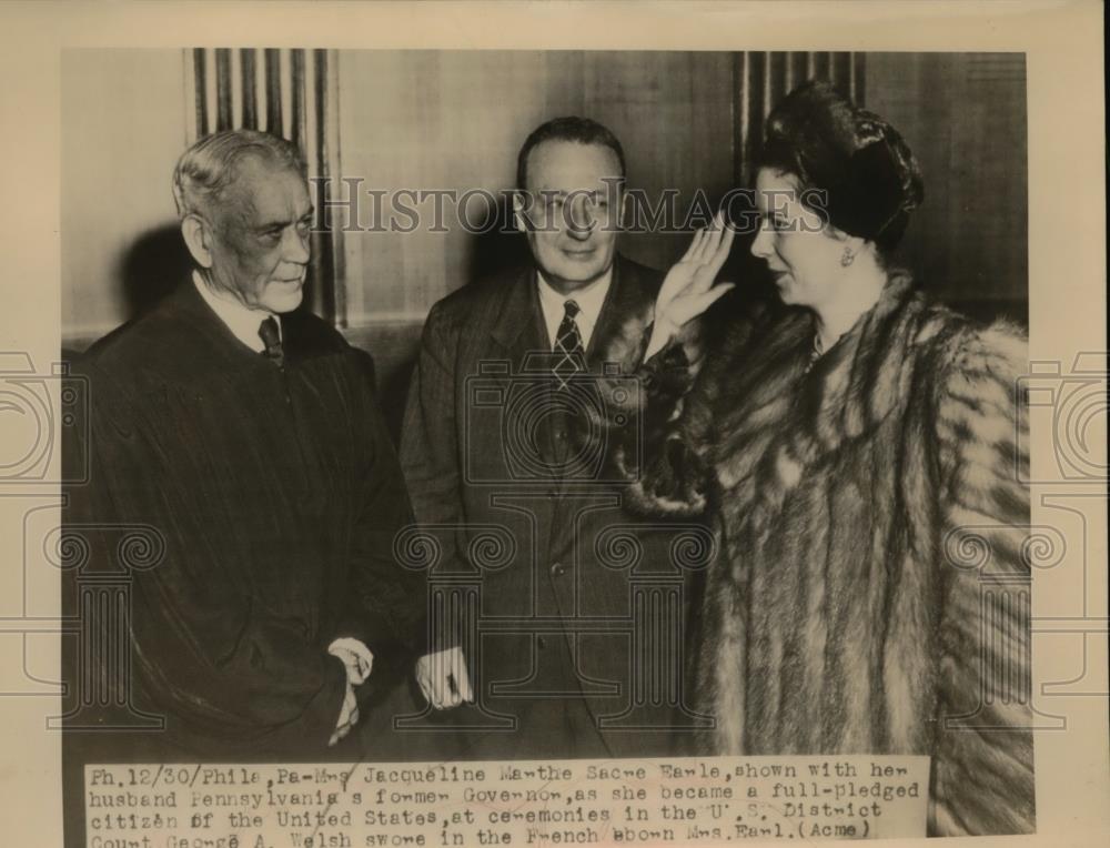 1948 Press Photo Jacqueline MS Earle, Mr Earle ex PA Governor,Count GA Welsh - Historic Images