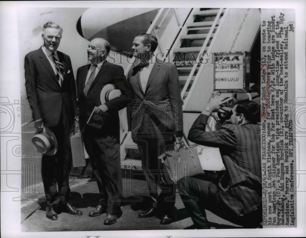 1963 Press Photo US Ambassador Henry Cabot Lodge enroute to South Vietnam - Historic Images