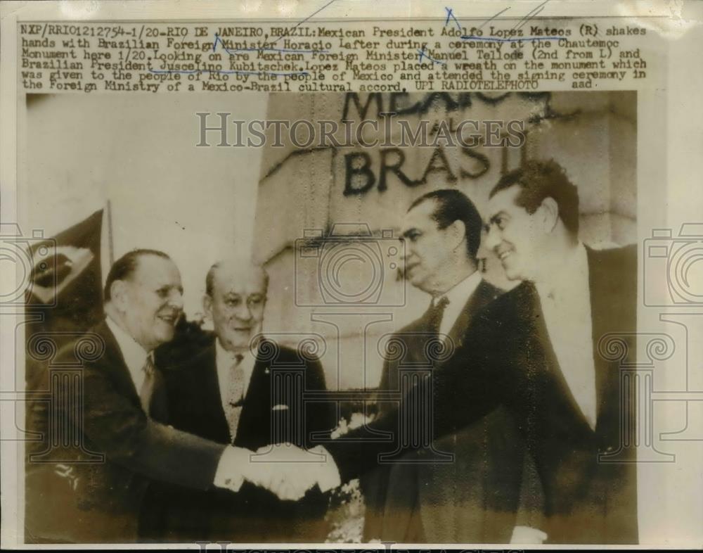 1960 Press Photo Adolfo Lopez Mateos, Mexican Pres. and Horacio Lafter. - Historic Images