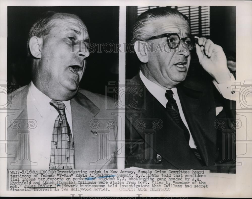 1951 Press Photo Edwin Baldwin &amp; Jules Endler at Senate Crime Committee - Historic Images