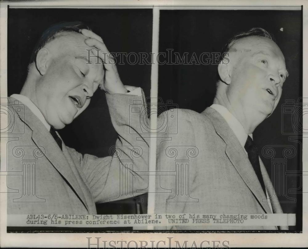 1952 Press Photo Dwight Eisenhower in two of his changing moods at Abilene - Historic Images