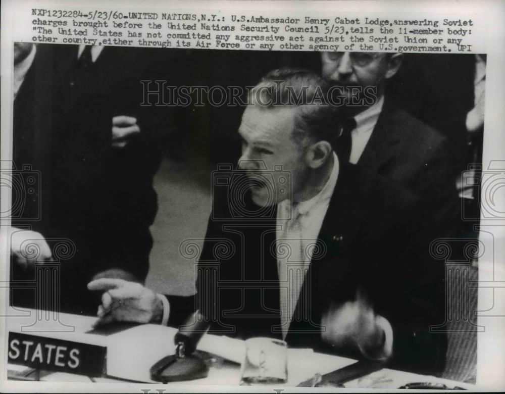 1960 Press Photo US UN Ambassador Henry Cabot Lodge - nee86327 - Historic Images