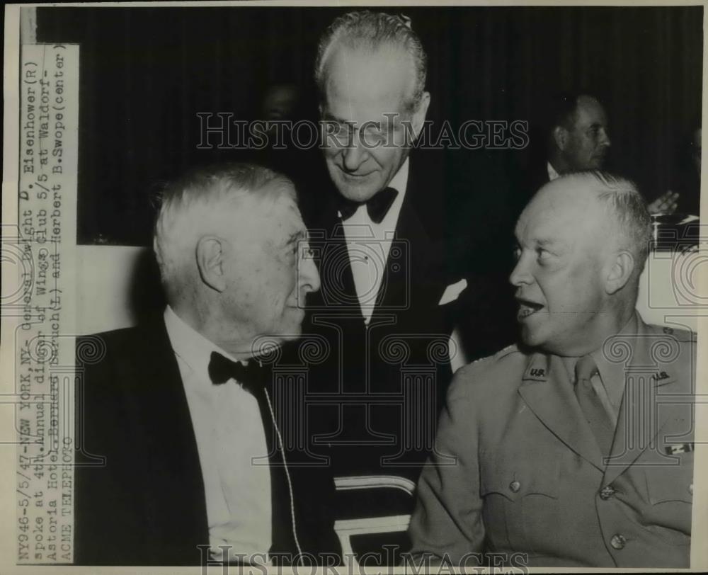 1947 Press Photo General Dwight Eisenhower, 4th Annual Wings Club dinner in NYC - Historic Images