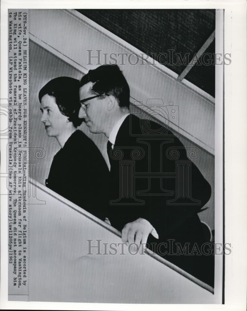 1963 Wire Photo KingBaudouin&amp;wife going to funeralof Pres.Kennedy in Washington - Historic Images