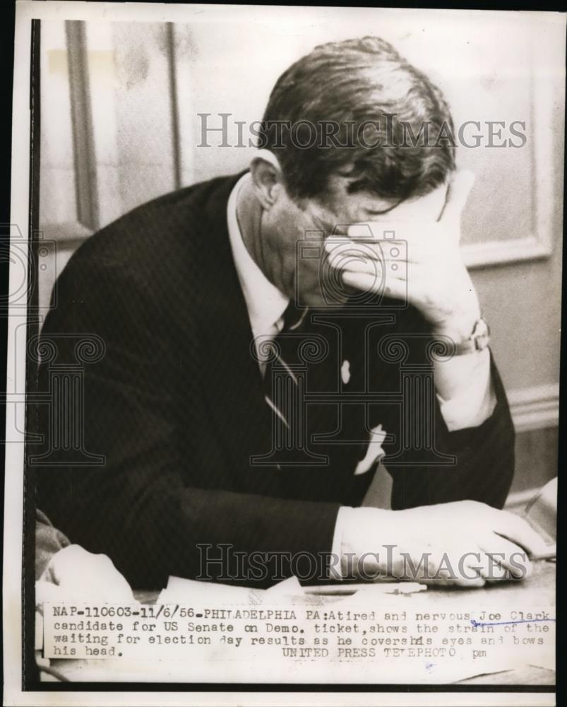 1956 Press Photo Joe Clark candidate for US Senate in Philadelphia PA - Historic Images